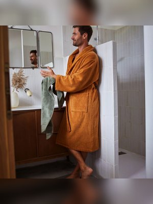 Халат с шалевым воротником из 100% органического хлопка, NATURALLY SOFT