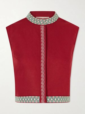 Блузка из льна и хлопка с вышивкой