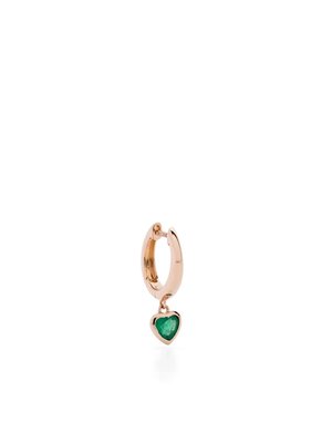 Серьга Rose Gold Heart с изумрудом