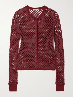 Кардиган Zora из хлопкового микса, связанный крючком и украшенный бисером