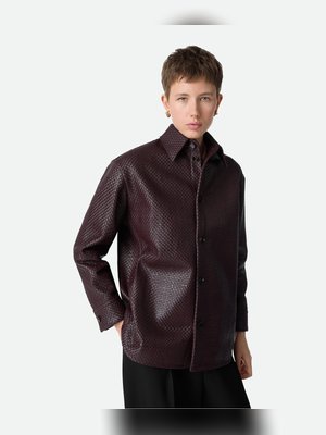 Мини-рубашка из плетёной кожи Intrecciato