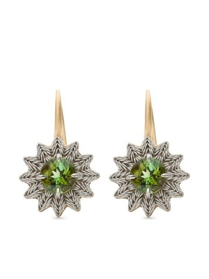 18kt yellow gold Flower tourmaline earrings