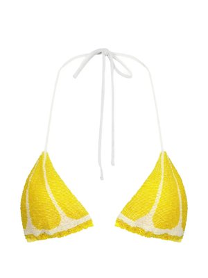 Топ-бикини Lemon Slice, украшенный бусинами, в форме дольки лимона
