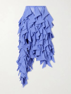 Асимметричная хлопковая юбка миди с оборками handkerchief