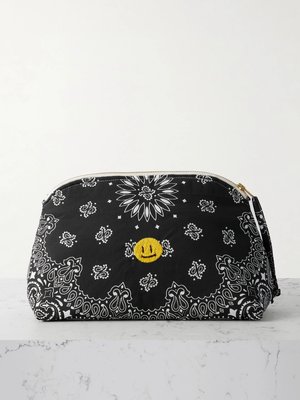 Сумка-косметичка с вышитым принтом-банданой и надписью Happy Face Vanity из хлопка