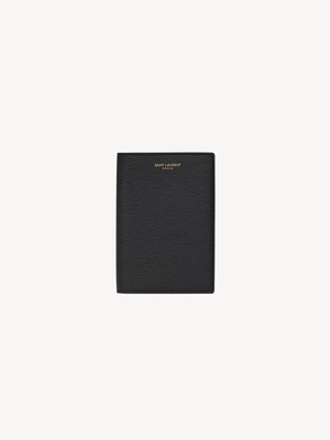 Обложка для паспорта Saint Laurent Paris из кожи с рифленой текстурой