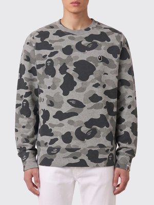 Хлопковая толстовка Bape с камуфляжным принтом и круглым вырезом