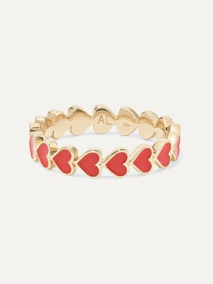 Кольцо Heart Stack из 14-каратного золота и эмали