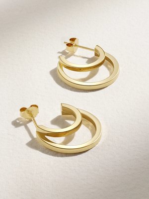 Миниатюрные двойные серьги-кольца из золота 18 карат