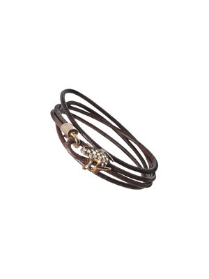 Браслет Happy Frog из коричневой кожи, розового золота и бриллиантов brown - DHF12BRRNDWXM - DHF12BRRNDWXM