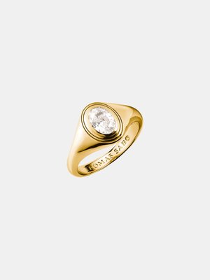Кольцо с белым овальным цирконием Bold Elegance