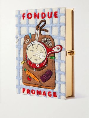 Клатч из канвы с вышивкой и аппликацией "Fondue Fromage"