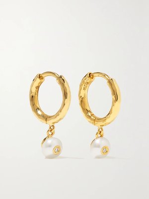 Серьги-кольца Micro Gabby из переработанного золота 750 пробы с жемчугом и бриллиантами, эксклюзивно для NET SUSTAIN