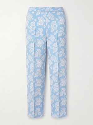 Укороченные прямые брюки Louis из жаккарда с цветочным узором