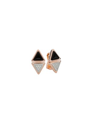Серьги Short Mirror Exquisite из розового золота с ониксом и бриллиантами - EA2-T-PK-15-00-01-00