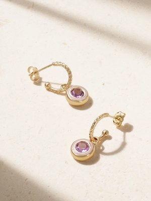 Серьги Madison из 14-каратного золота с искусственно выращенным аметистом и эмалью