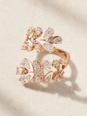 Кольцо Flora из розового золота 750 пробы с бриллиантами и эмалью