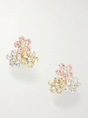 Серьги с фиолетовыми кристаллами Swarovski серебристого цвета