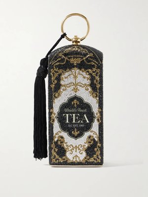 Сумка-клатч золотистого оттенка, украшенная кристаллами "Tea"