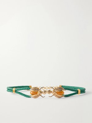 Ремень из золотистого металла и плетеной кожи Scarab
