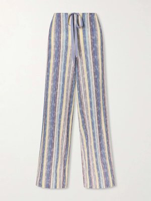 Широкие хлопковые брюки-кюлоты ANNA SUI Serape в полоску из хлопка и трикотажа в рубчик