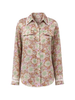Рубашка с кружевной отделкой и цветочным принтом «Герань»
