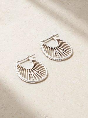 Большие серьги-кольца Flat Ray из белого золота 18 карат с бриллиантами
