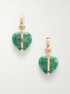 Серьги The Stone Mini Heart с золотистым напылением и агатом