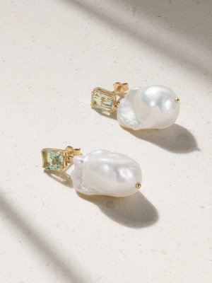 Серьги из золота 14 карат с жемчугом и аметистом