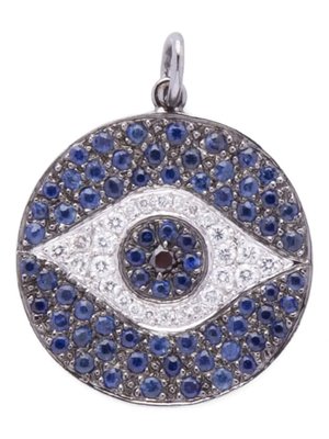 Подвеска Evil Eye из белого золота с бриллиантами и сапфирами