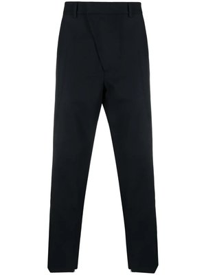 Asymmetric button-fastening wide-leg trousers