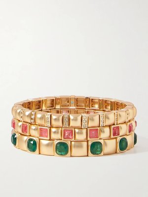 Набор из трех позолоченных браслетов с кубическим цирконием The Jeweled