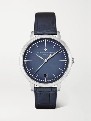 Часы Patrimony Automatic 36,5 мм из 18-каратного белого золота с бриллиантами и ремешком из кожи аллигатора