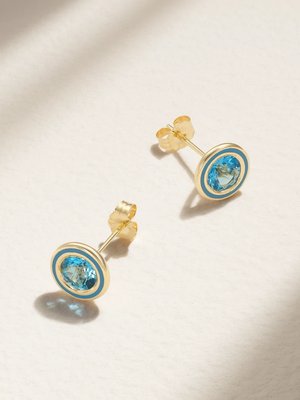 Серьги Madison из 14-каратного золота с выращенным в лаборатории топазом и эмалью