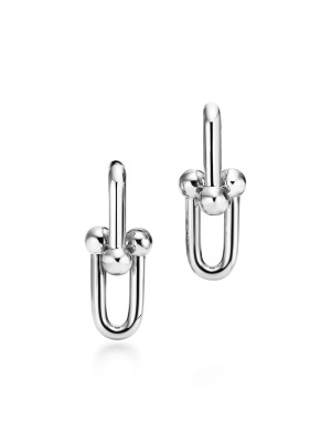 Серьги с крупными звеньями из серебра