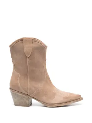 Кожаные ковбойские сапоги с вышивкой