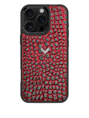 Чехол для iPhone 16 Pro с фактурой под крокодиловую кожу