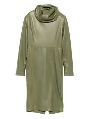 Кожаное платье миди