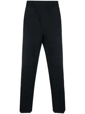 Asymmetric button-fastening wide-leg trousers
