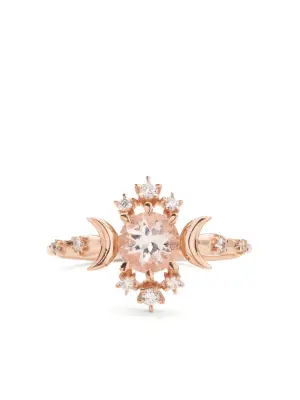 14kt yellow gold Wandering Star morganite and diamond ring