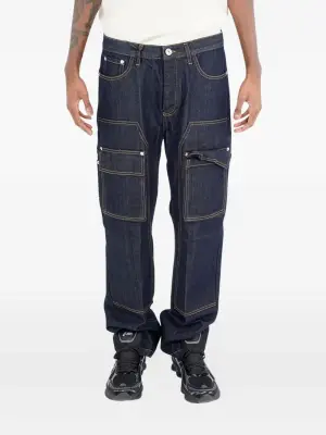 Джинсы карго с контрастной строчкой