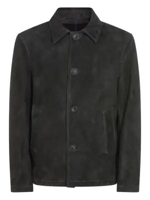 Кожаная куртка на пуговицах