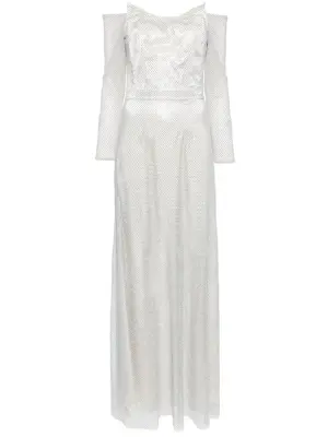 Декорированное платье с открытыми плечами и стразами