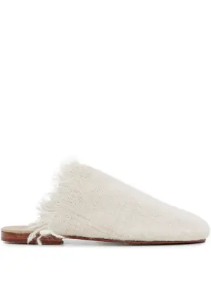 Мюли без каблука из альпака и кожи с необработанными краями