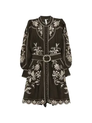 Платье мини Brianna с цветочной вышивкой