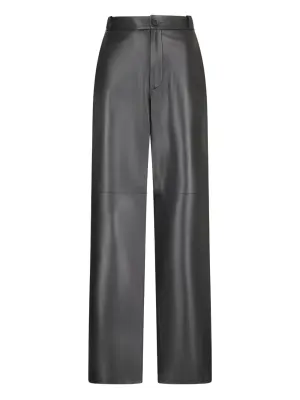 Кожаные брюки с завышенной талией