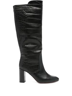 Сапоги с тиснением под кожу крокодила