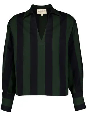 Блузка в полоску с V-образным вырезом