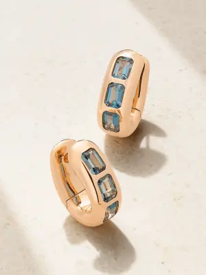 Серьги-кольца из розового золота 18 карат с топазом
