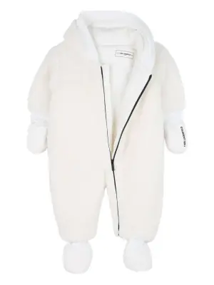дутый комбинезон из шерпы с капюшоном